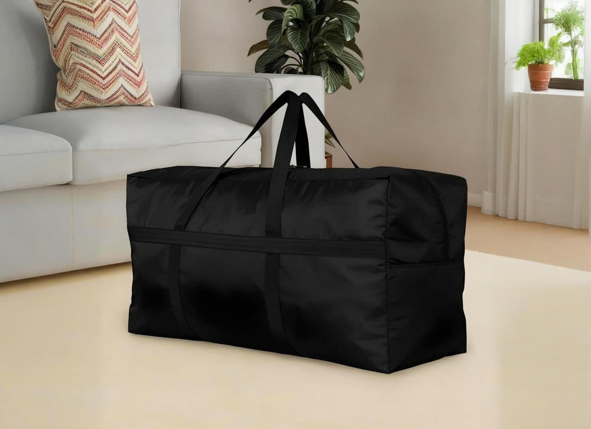 DoYiKe Extra Large Storage Duffle Bag with Zippers and Handles, Black Big Foldable Duffle Bag for Travel-130L