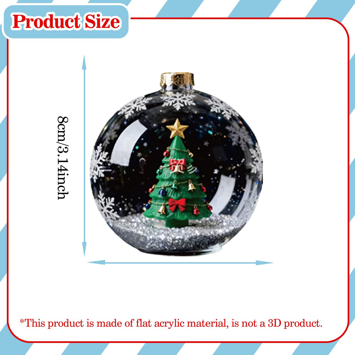 Christmas Tree Ornament Decoration,8Pcs Christmas Tree Acrylic Pendant, Cute Ball Xmas Tree Accessories Christmas Pendants Hanging, Fun Bell Reindeer Cow Xmas Tree Christmas Ornaments