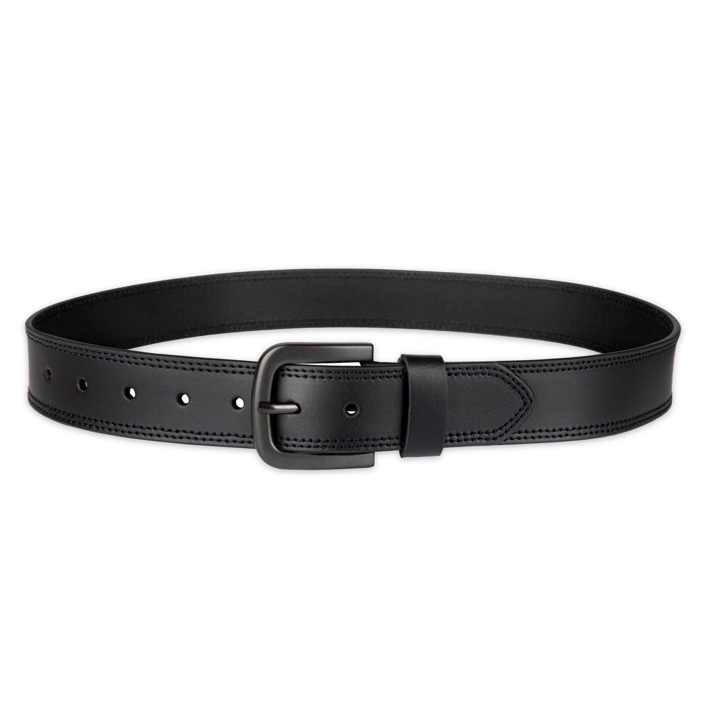 Dickies Men's 38mm Leather Belt with Two Row Stitch, black, 38