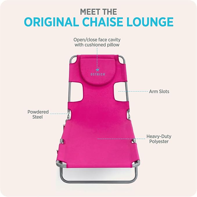 Ostrich the Original Chaise 72 x 22 Inch Lounge Portable Reclining Lounger
