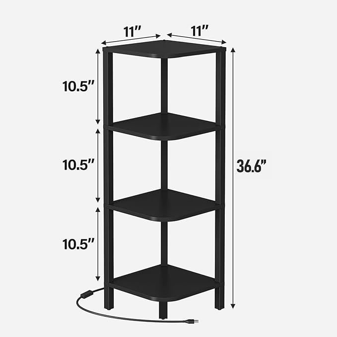 TUTOTAK Corner Shelf, 4-Tier Corner Bookshelf