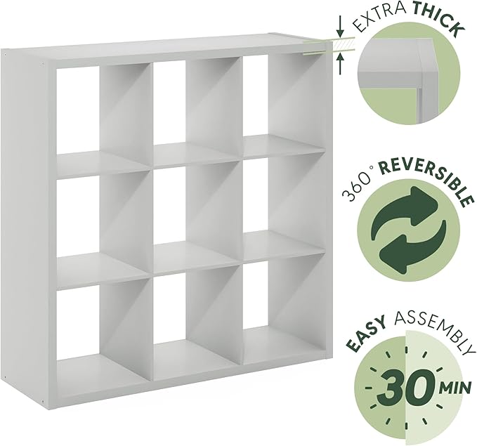 Furinno Cubicle Open Back Decorative Cube Storage Organizer, Light Grey