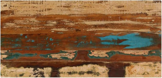 Rustic Multicolor Coffee Table, Solid Reclaimed Wood, Sturdy Steel Legs