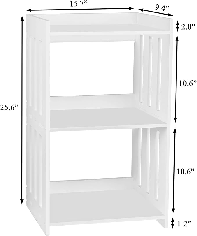 HAYOFAMY Bookshelf, Bookcase for Small Spaces, 3 Tier White Book Organizer