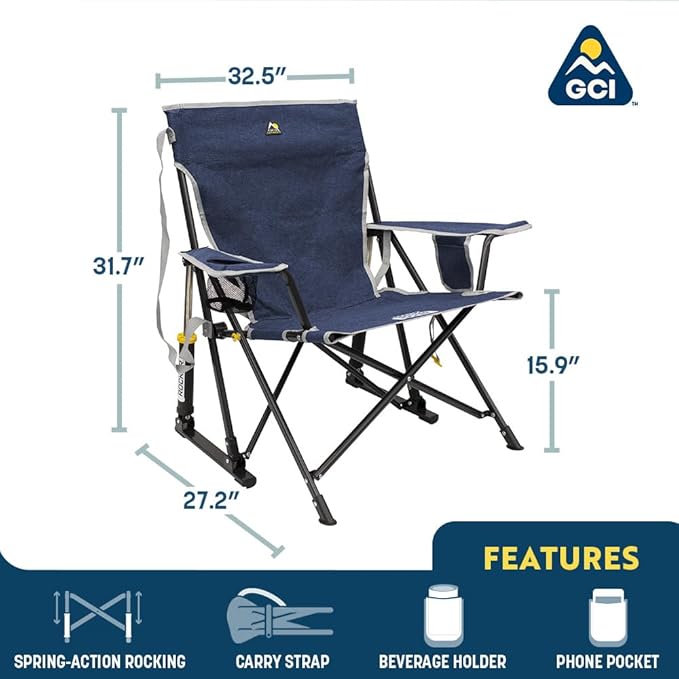 GCI Outdoor Kickback Rocker Camping Chair | Portable Folding Rocking Chair