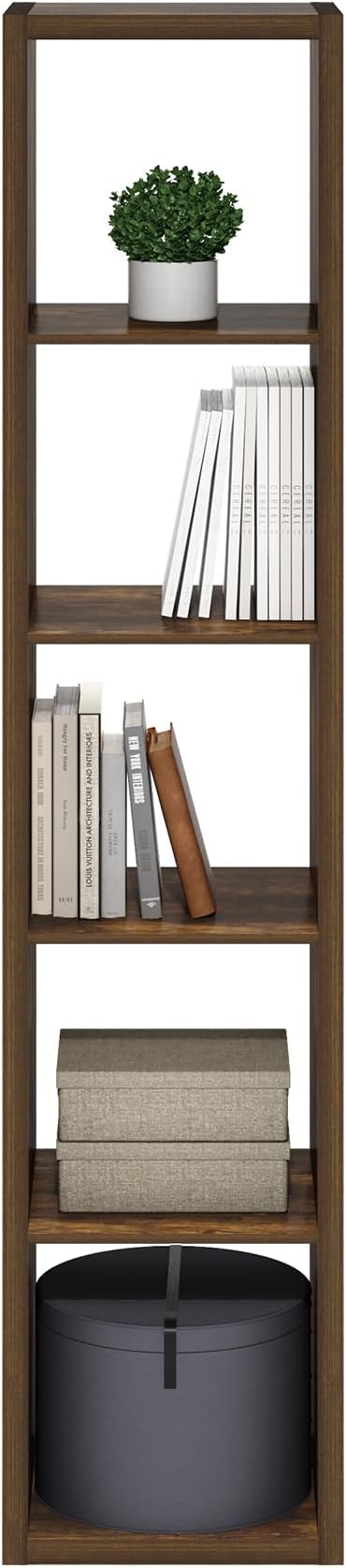 Furinno Cubicle Book Shelf, Vertical 5-Cube Bookshelf, Extra Thick Horizontally