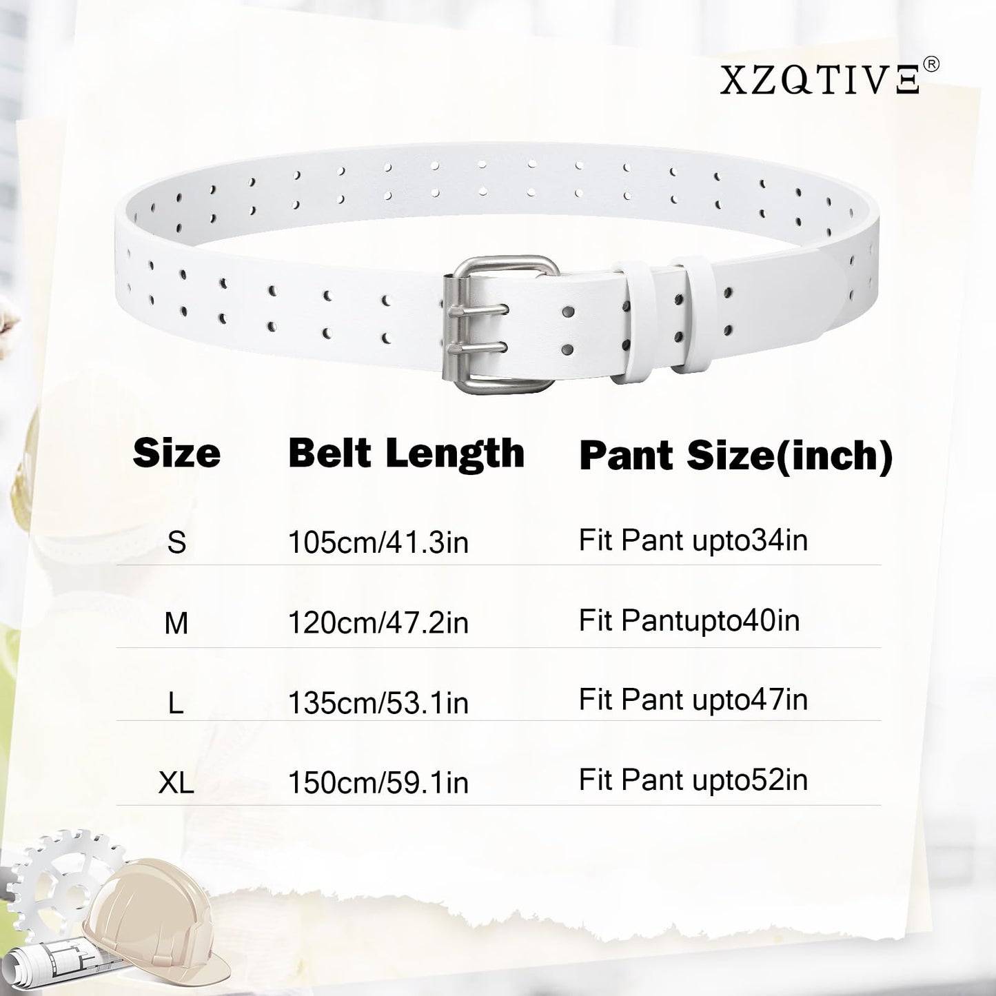 XZQTIVE Men Dual Holes Belt For Jean Pant Casual Leather Belts With Double Prong Buckle
