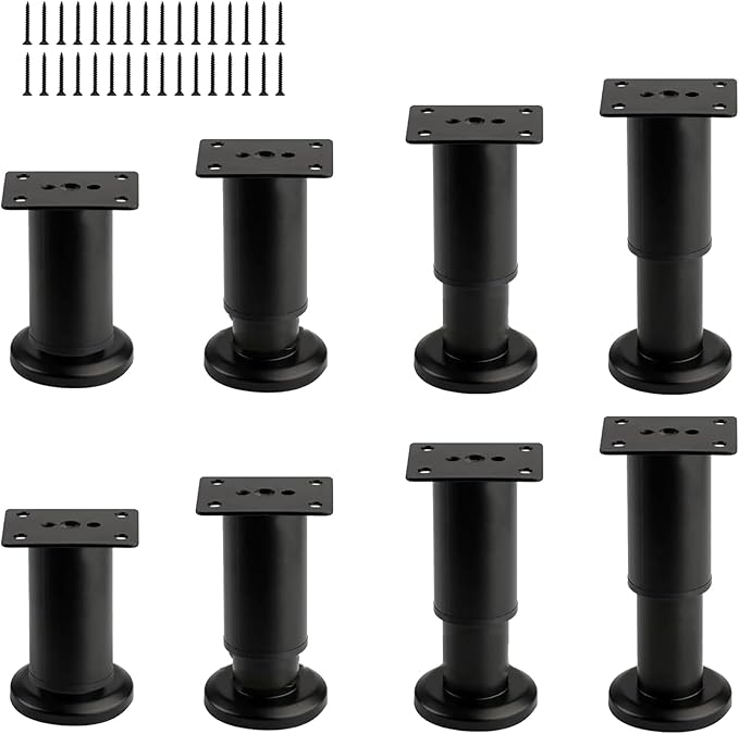 8 PCS Adjustable Metal Furniture Legs 3.15-4.72 Inch, Heavy Duty Replacement