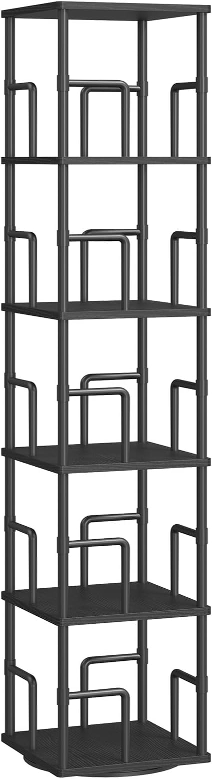 MAHANCRIS 5-Tier Rotating Bookshelf, Freestanding Corner Bookshelf, 360°