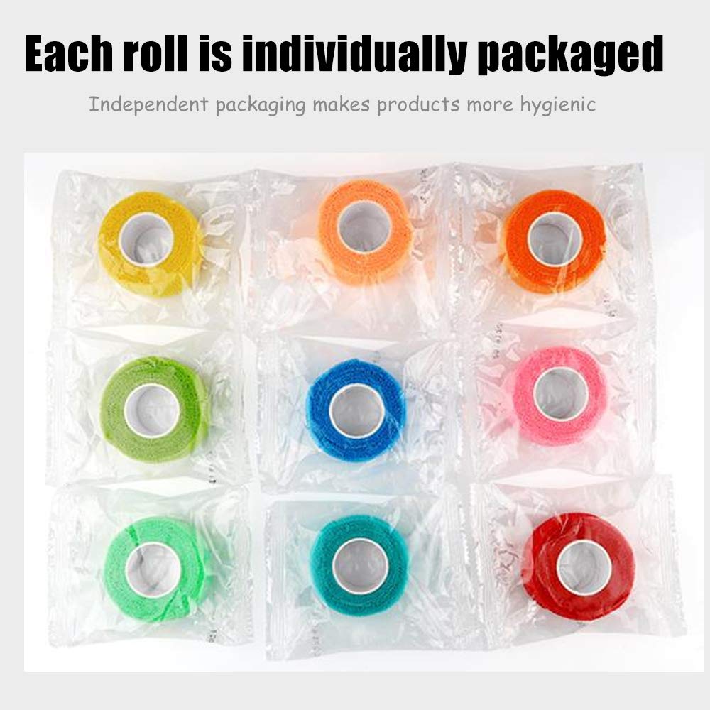 (12-Pack) 1” x 5 Yards | Self Adhesive Bandage Wrap, Kuvvfe Athletic Elastic Cohesive Bandage for Sports Injury,Strain,Knee & Wrist,Ankle Sprains & Swelling First Aid