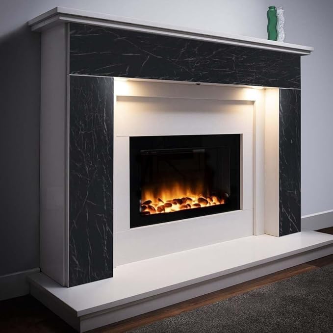 Arthome Black Marble, 35.4x120 Inches Peel and Stick Wallpaper, Marble Contact