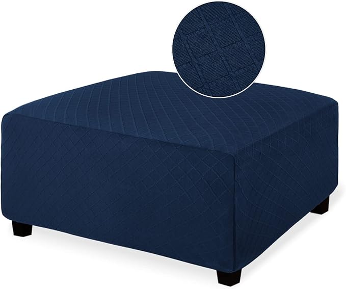 NeColorLife Ottoman Cover Square Large Slipcover Stretch Footrest Stool Covers