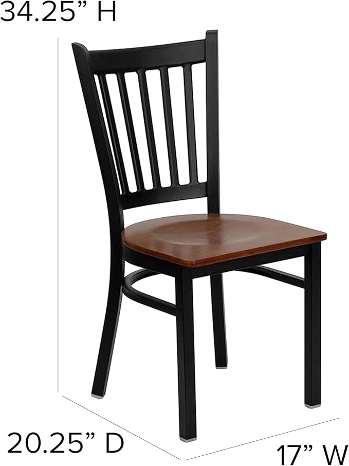 Flash Furniture HERCULES Series Black Vertical Back Metal Restaurant Chair