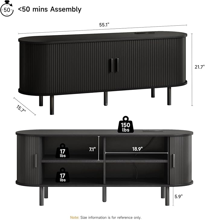 ONBRILL 55" TV Stand with Power Outlet