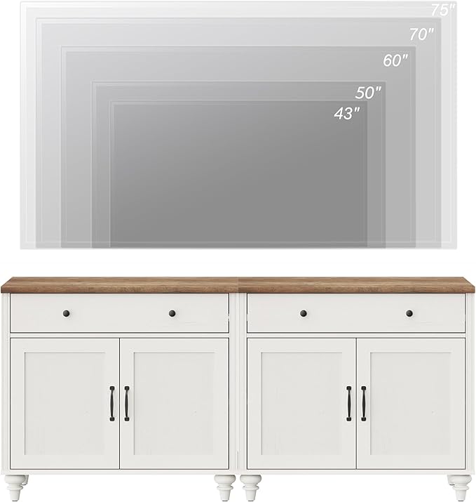 WAMPAT Farmhouse TV Stand for 75 inch TV