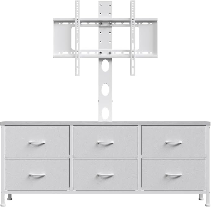 TV Stand with Mount, Fabric Dresser with 6 Drawers
