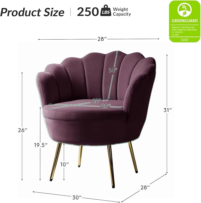 HULALA HOME Modern Velvet Accent Chairs Set of 2