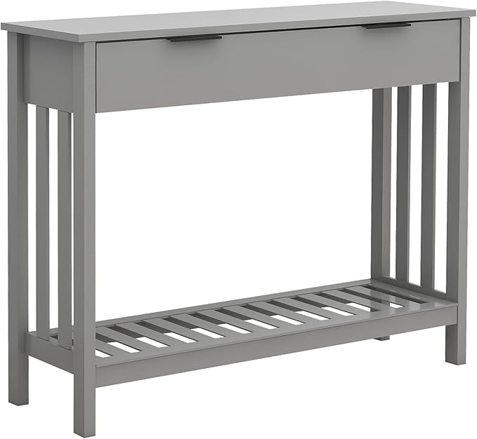 TaoHFE Entryway Table with Storage, Modern Sofa Table with Slatted Frame