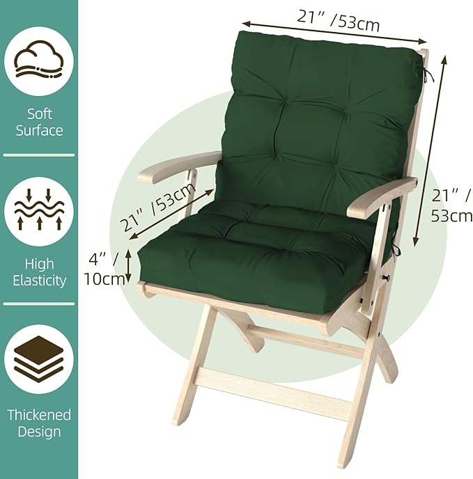 Outdoor Chair Cushion, High Back Soft Seat Pad