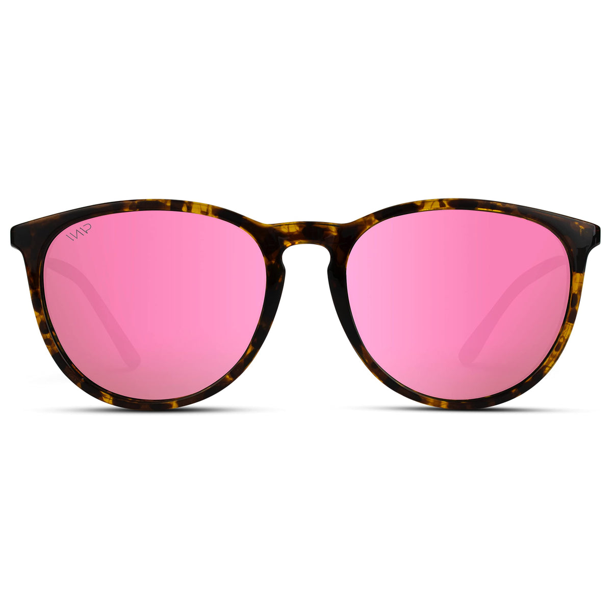 WearMe Pro Women's Round Sunglasses with Polarized UV Protection, Trendy Retro Designer Style (Tortoise Frame/Mirror Pink Lens)