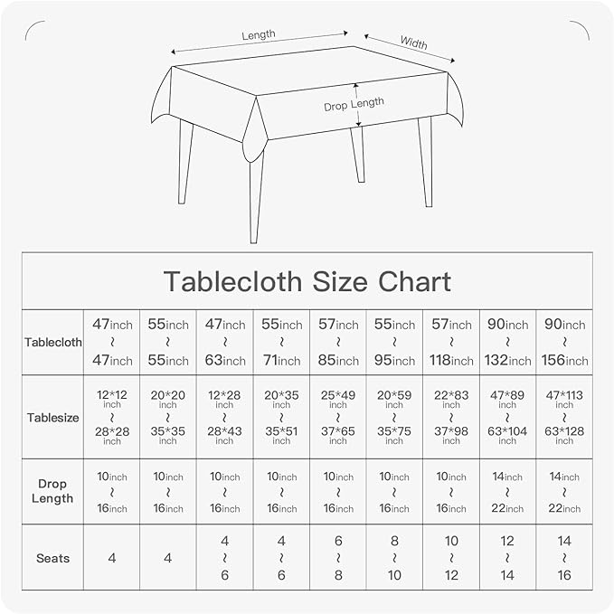 BALCONY & FALCON Rectangle Tablecloth Washable Wrinkle Resistant Water Proof