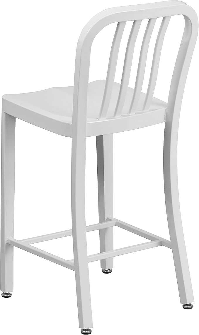 Flash Furniture Commercial Grade 24" High White Metal Indoor-Outdoor Counter