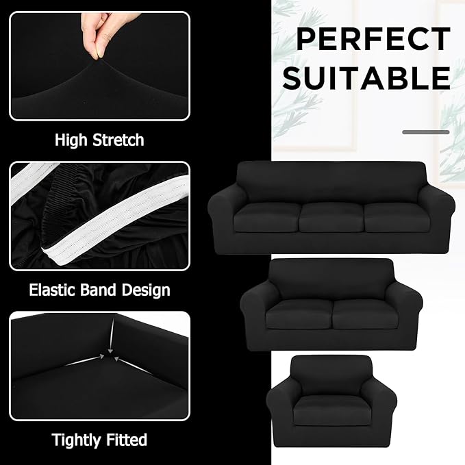 HunnmingRe Sofa Covers for 3 Cushion Couch Stretch Sofa and Loveseat Covers Set