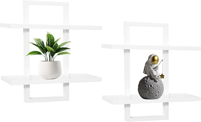PHOENANCEE Floating Shelves for Wall, Display Hanging Shelf Set of 2, Modern