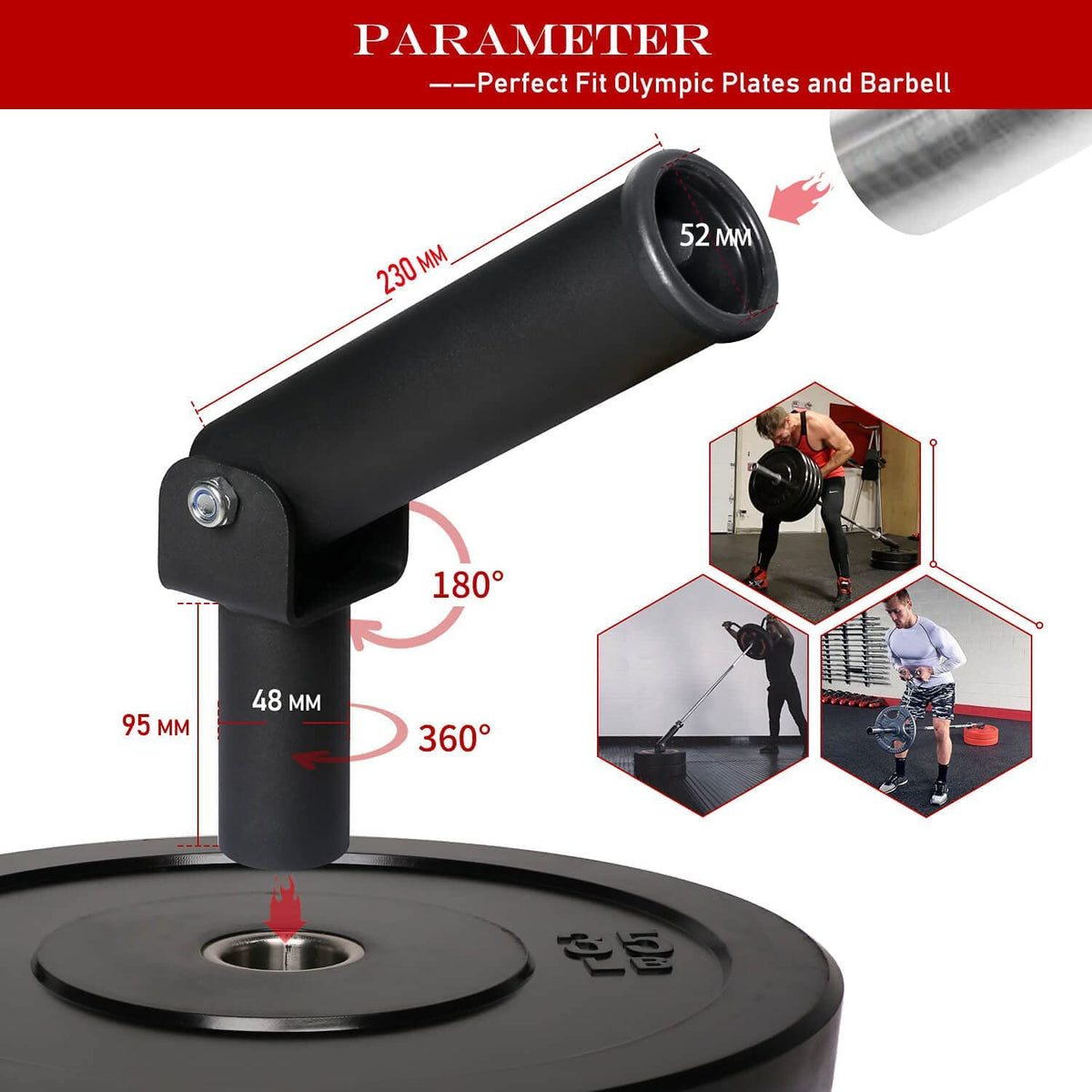 T-bar row Platform Post Insert Landmine Attachment (Black Post Landmine Attachment)