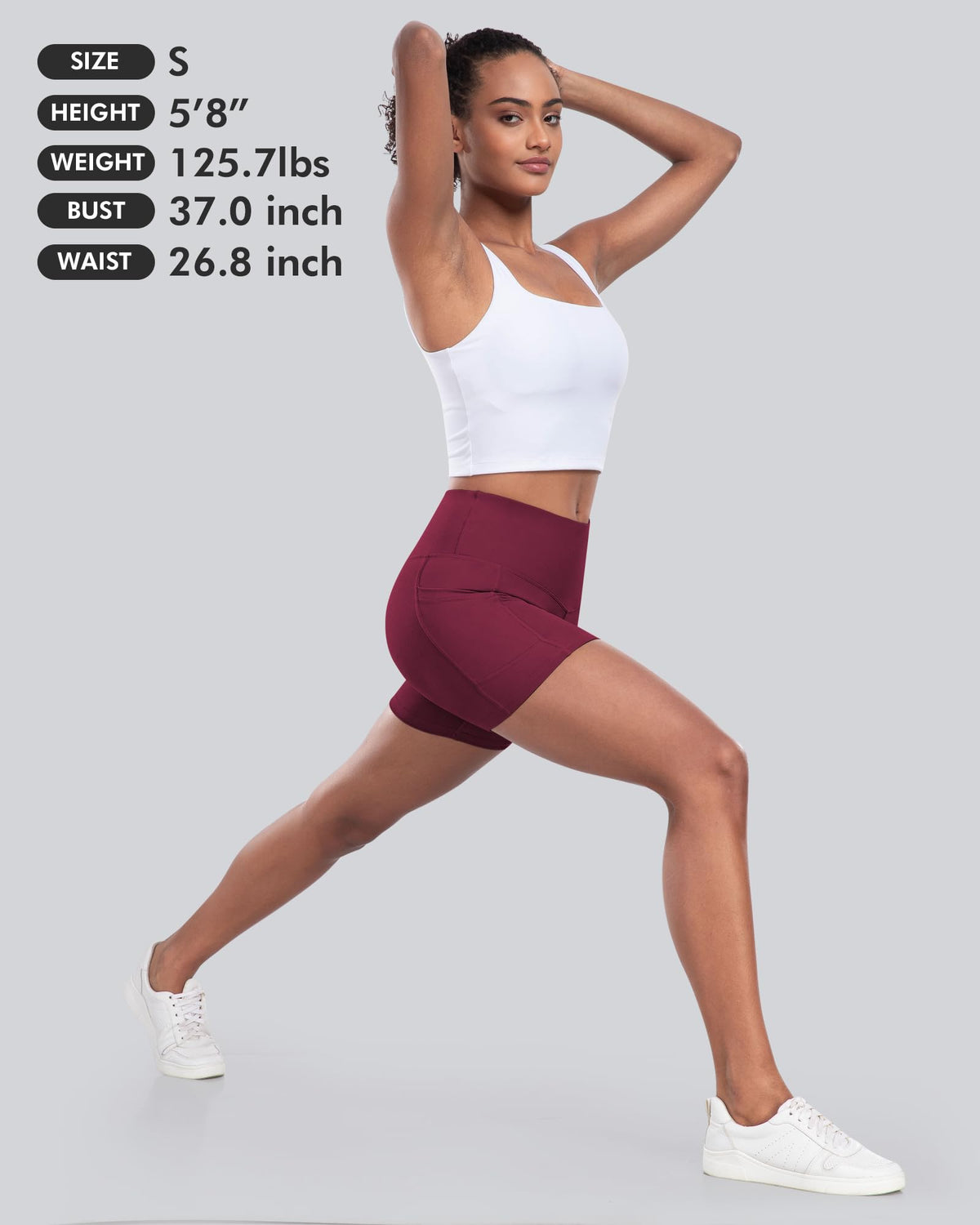 CHRLEISURE Womens Biker Yoga Shorts with Pockets: High Waisted Tummy Control Spandex Workout Athletic Gym Shorts 4 Packs(5'' Black,Gray,Navy,Wine, M)