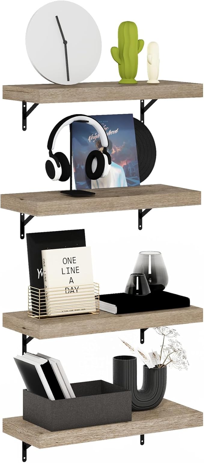 Furinno Tanna Floating Shelves for Wall Set of 4, 22-Inch Wall Shelf, Triple