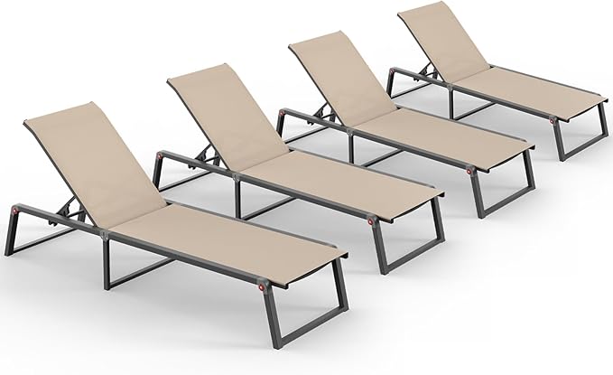 Aluminum Chaise Lounge Chair Outdoor, Foldable& No Assembly Patio Pool Lounge