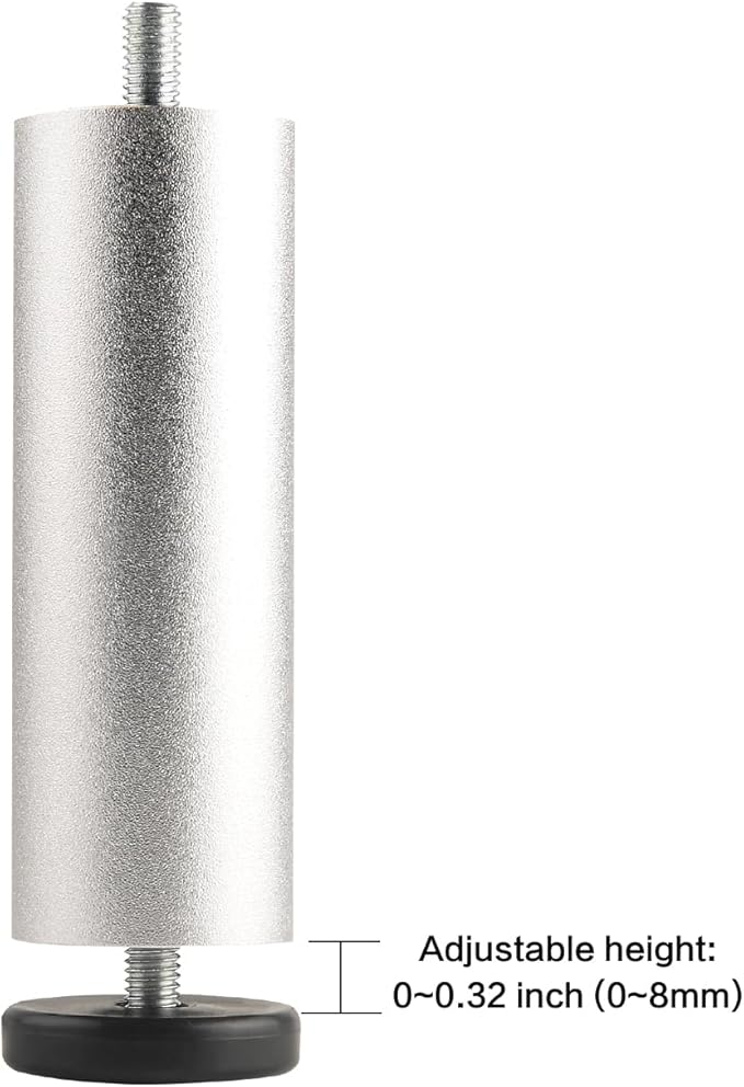 Furniture Support Legs Silver 4.7 Inch Couch Legs Screw in M8 Replacement End