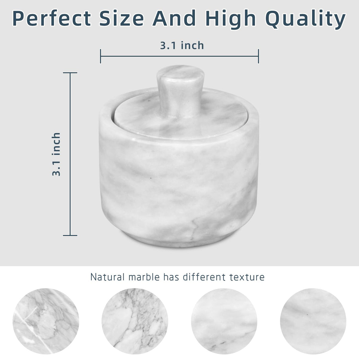 HESHIBI Marble Salt Cellar with Lid, White Stone Salt or Pepper Bowl Box Container Jar Holder Well Keeper Dish Pig Crock