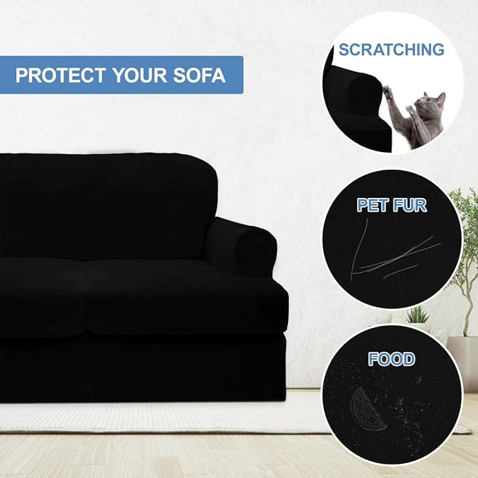 CUCRAF Cushion Sofa Cover 4 Piece Slipcovers, Soft Thick Velvet Couch Cover