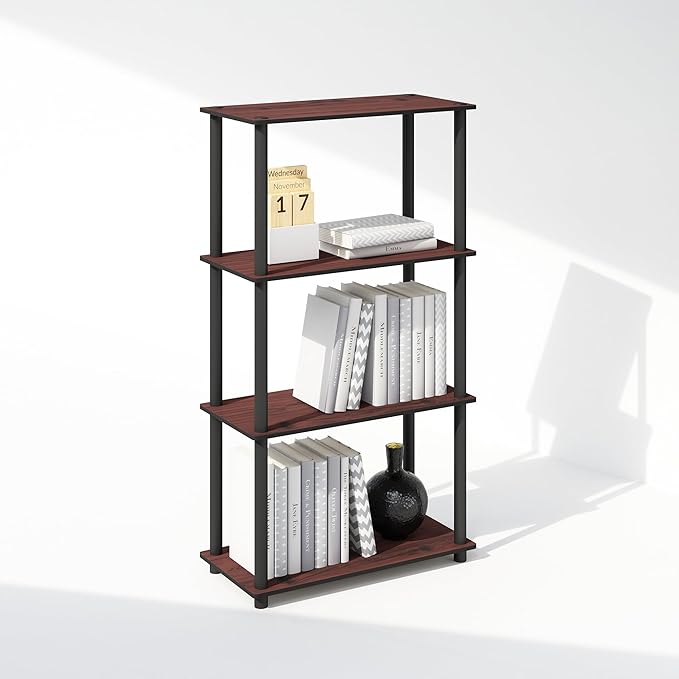 Furinno Turn-N-Tube Book Shelf, 4-Tier Bookshelf, Bookcase