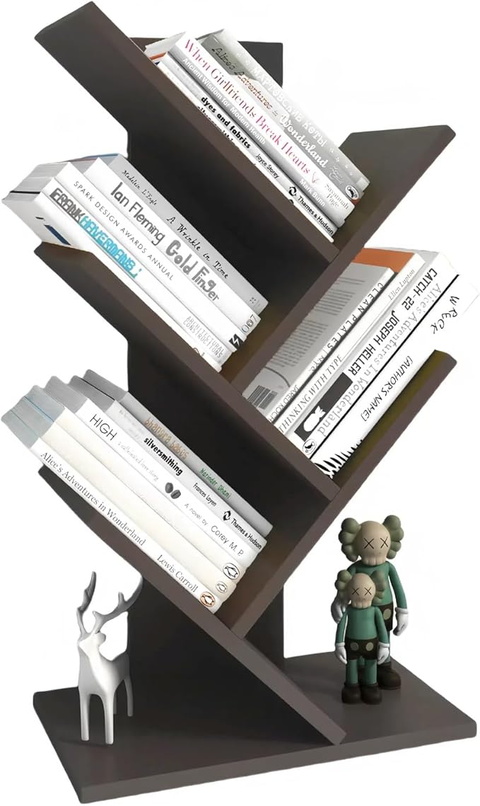 Godferyxin Book Tree Bookshelf, 5-Tier Wood Bookshelf Tree Bookcase