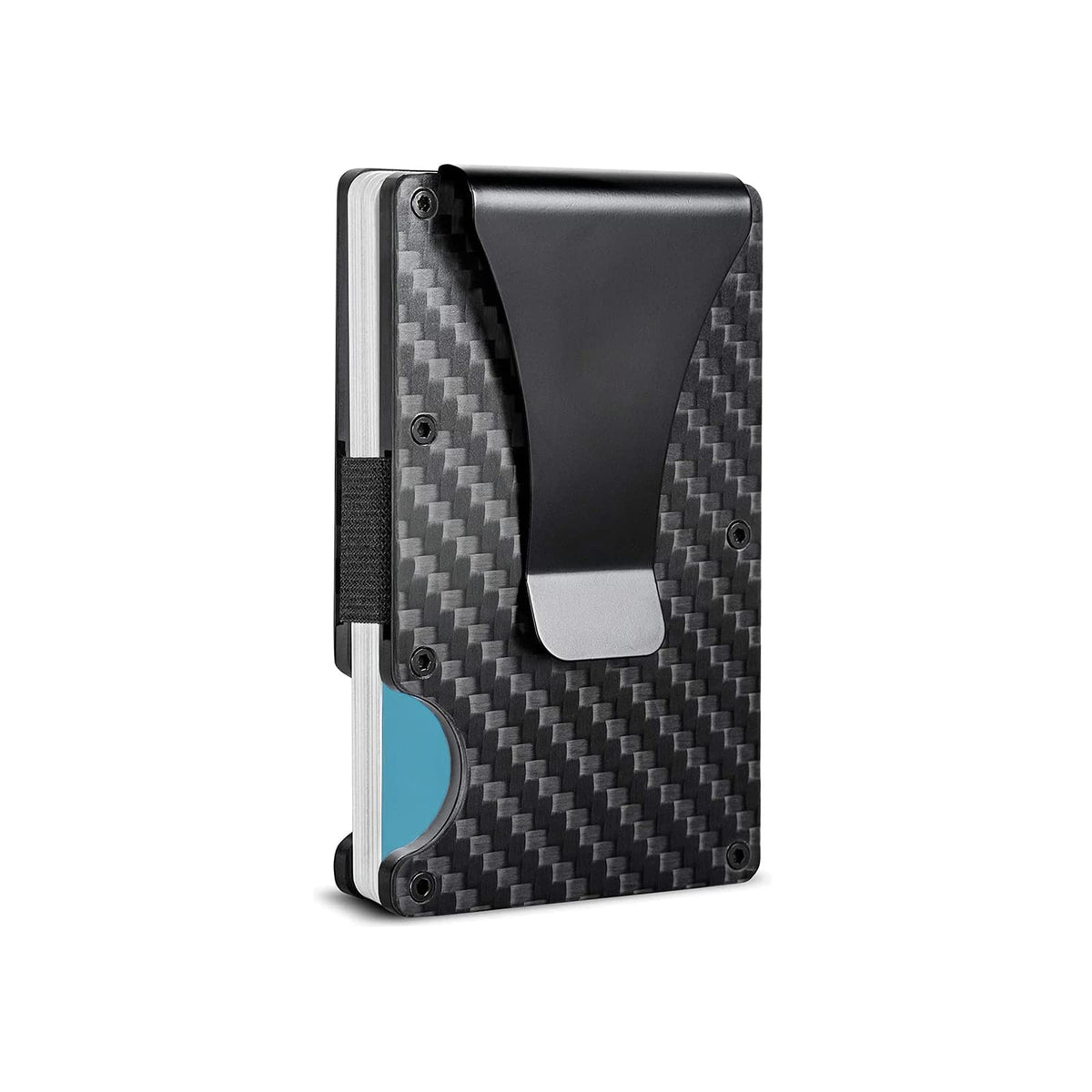 WAFJAMF Money Clip for Men RFID Blocking Wallet Slim Carbon Fiber Wallet Minimalist Front Pocket Metal Wallets for Men – Black