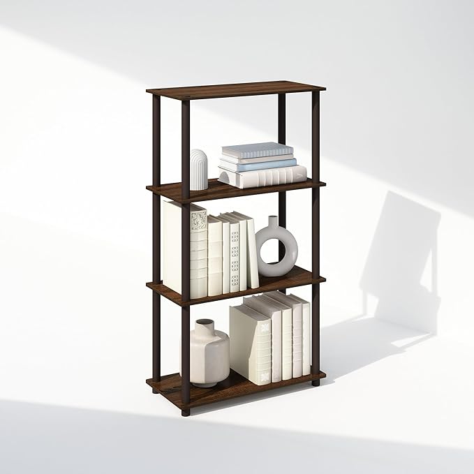 Furinno Turn-N-Tube Book Shelf, 4-Tier Bookshelf, Bookcase