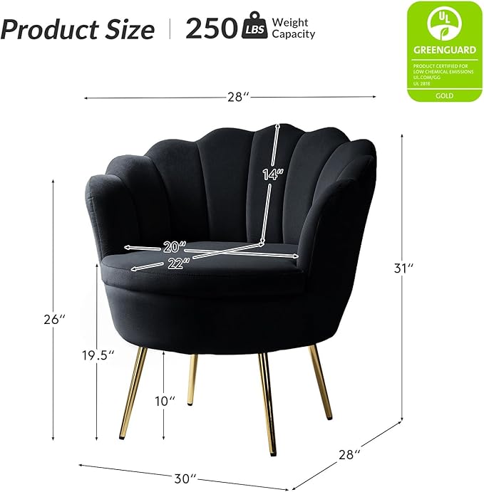 HULALA HOME Modern Velvet Accent Chairs Set of 2