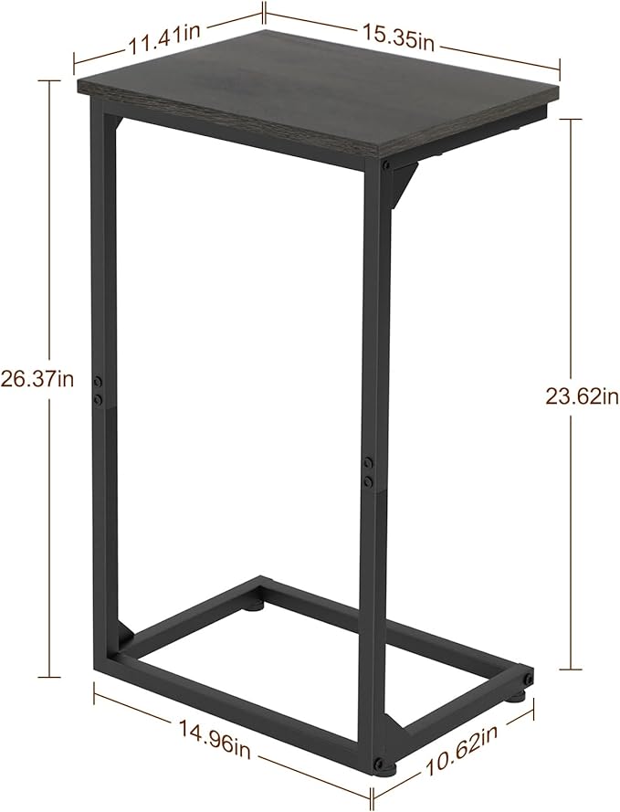 AMHANCIBLE C Shaped End Tables Set of 2, Couch Side Tables that Slide Under Sofa