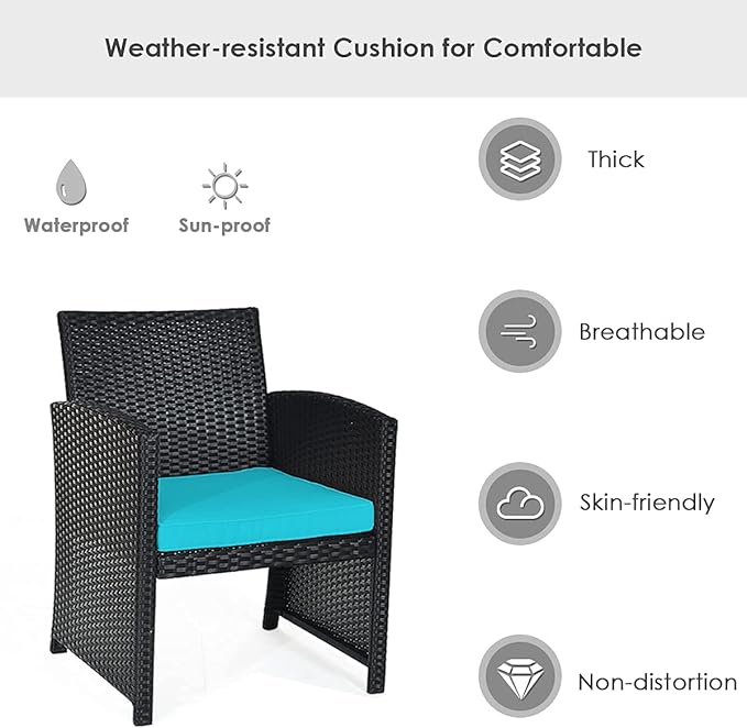 Tangkula 4 Pieces Patio Wicker Conversation Furniture Set, Patiojoy Sofa &
