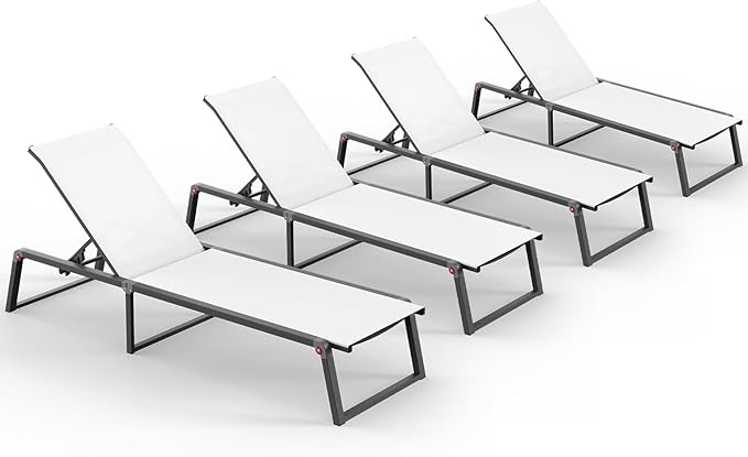 Aluminum Chaise Lounge Chair Outdoor, Foldable& No Assembly Patio Pool Lounge
