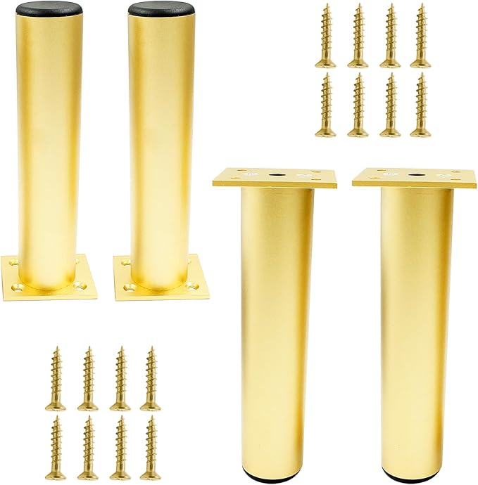 Set of 4 Aluminum Alloy Furniture Legs 12 Inch Height, 1.5 Inch Diameter