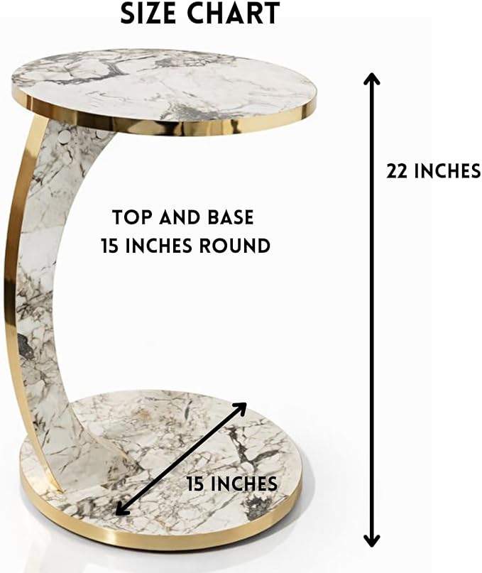 Luxury C Shaped Golden Effect Side Table