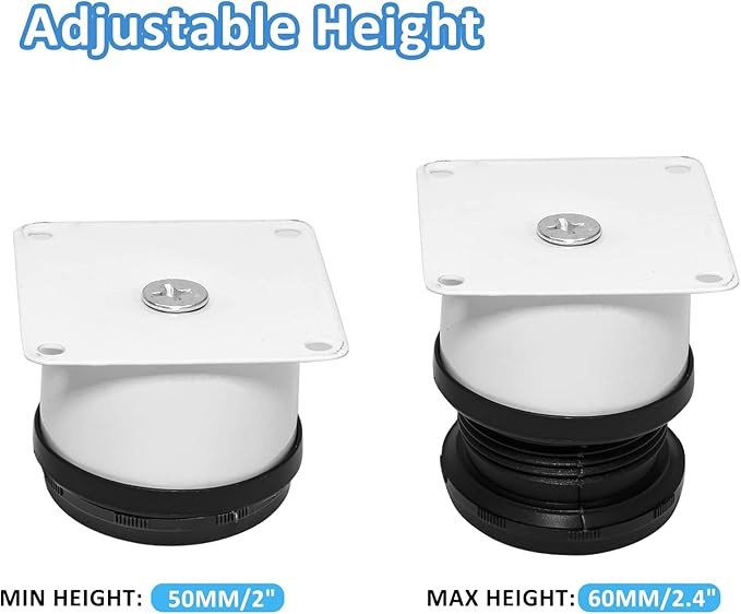 Set of 4 Stainless Steel Furniture Legs 2 Inch, Adjustable Round Cabinet Legs