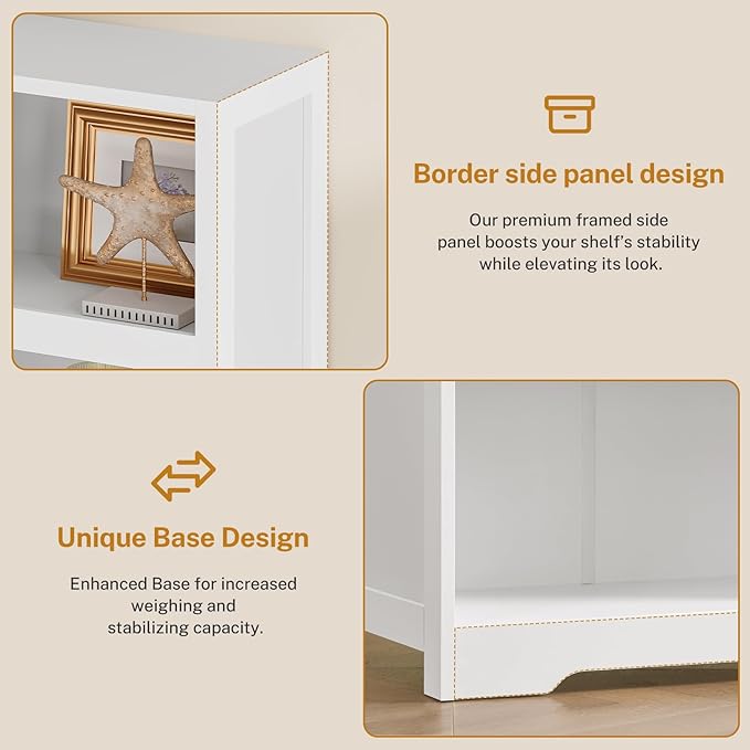 TEENFON 64.2" Bookcase, 5-Tier Open Bookshelves and Bookshelf, Freestanding