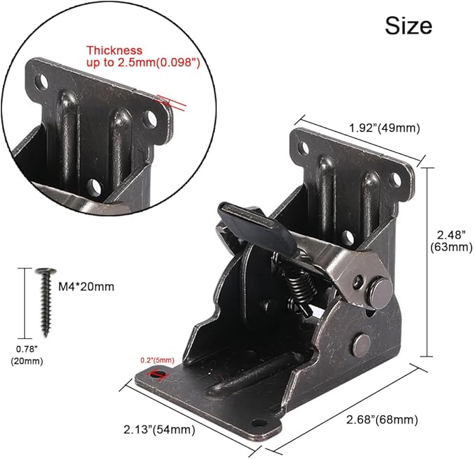 8 Pack Folding Brackets for Table Bed Leg Feet, Self-Lock Hinge Hardware