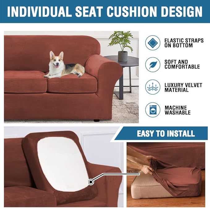 H.VERSAILTEX Rich Polyester and Spandex 2 Piece Cover Chair Slipcover Sofa