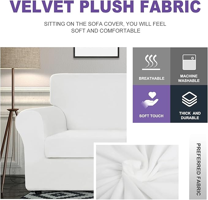 ZNSAYOTX Oversized Velvet 3 Piece Couch Cover